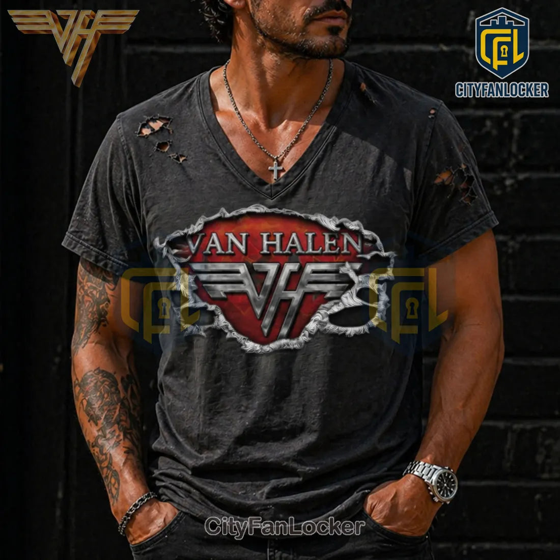Van Halen Ripped Logo Distressed T-Shirt