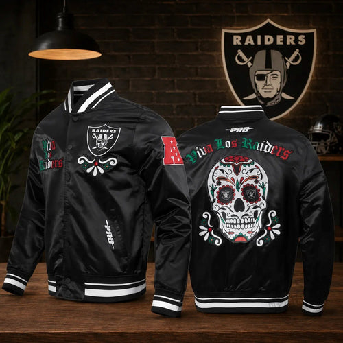Viva Los Raiders Sugar Skull Black Varsity Jacket