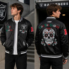 Viva Los Raiders Sugar Skull Black Varsity Jacket