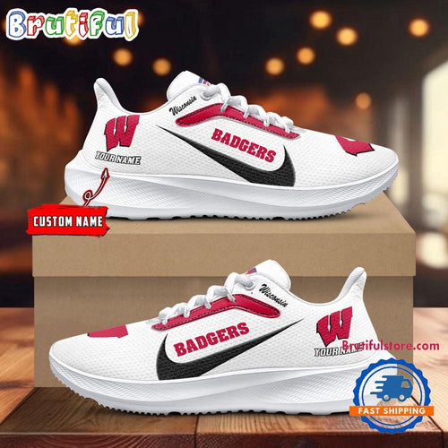 Wisconsin Badgers Personalized Lightweight Patch Decor Running Shoes Sneaker