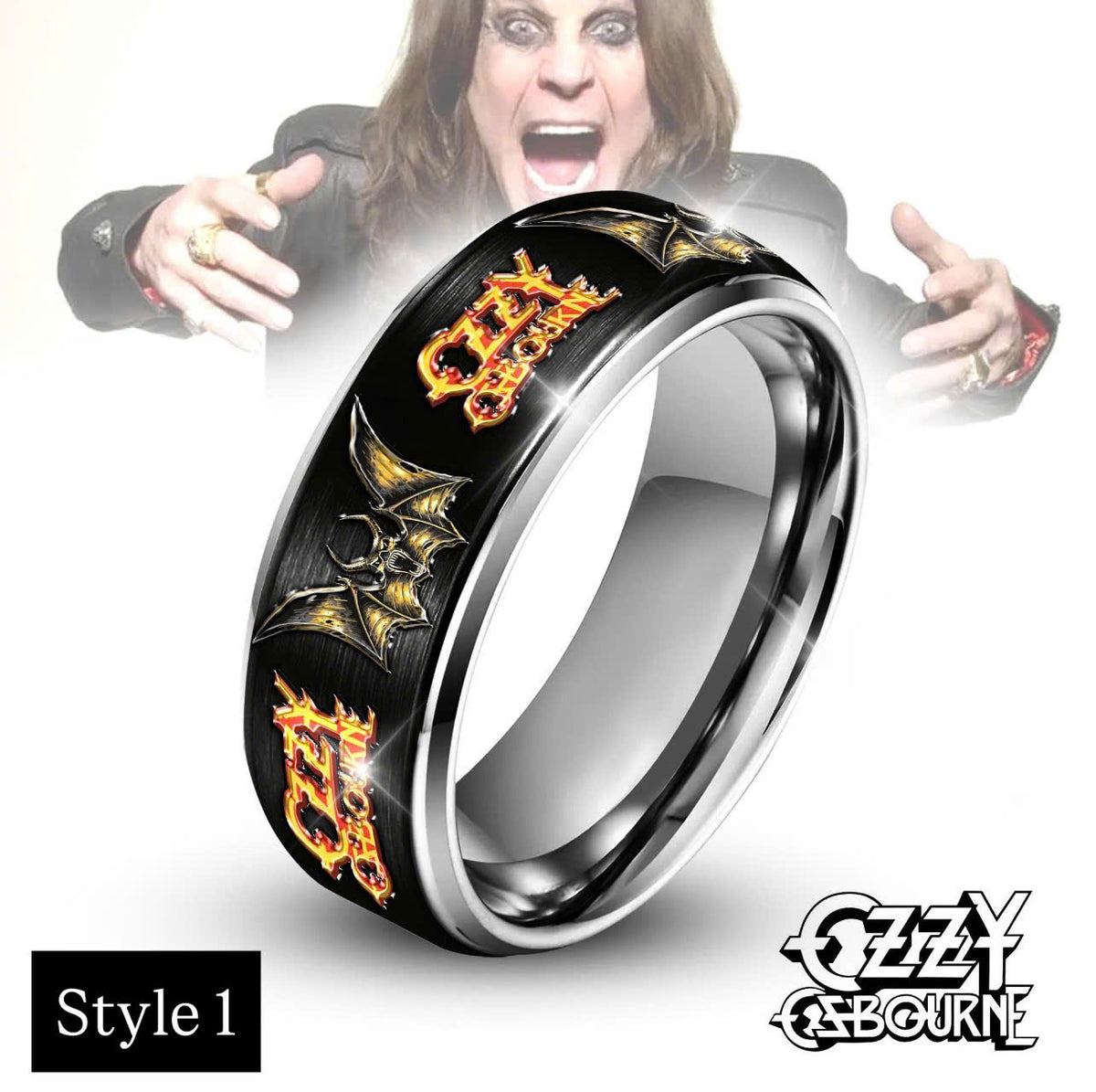 Premium Ozzy Osbourne Silver Tungsten Ring