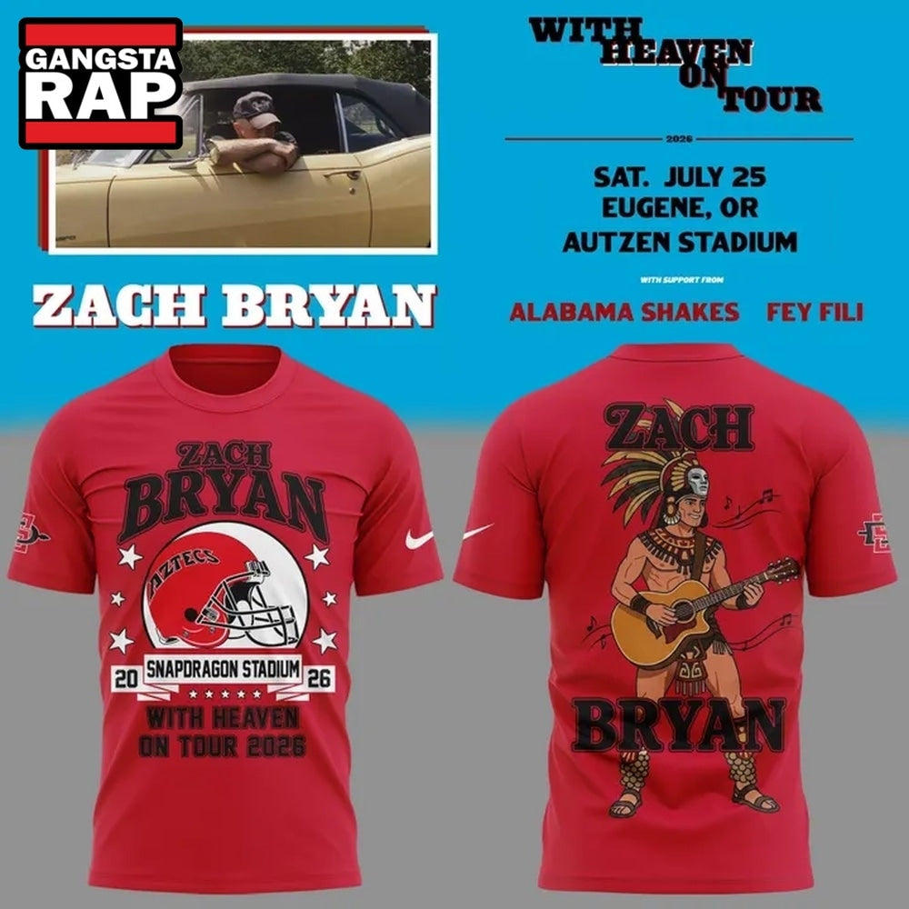Zach Bryan x San Diego State With Heaven On Tour 2026 Mascot Design Limited Hoodie T-Shirt